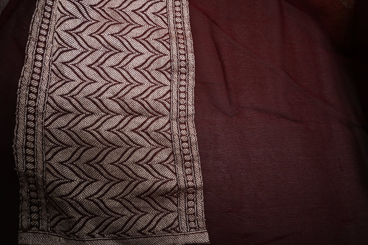 Dusty Rose Pure Georgette  Silk Banarasi Saree  with rose Jaal Weave Zari | SILK MARK CERTIFIED | SHOBITAM