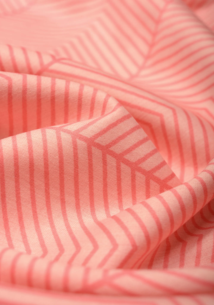 Blush Pink Viscose Saree With Stripes and Gota Patti Border | SHOBITAM