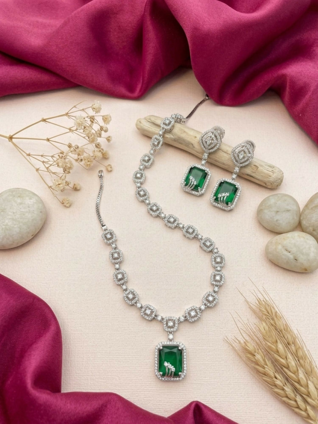 Classic American Diamond Necklace Set | SHOBITAM