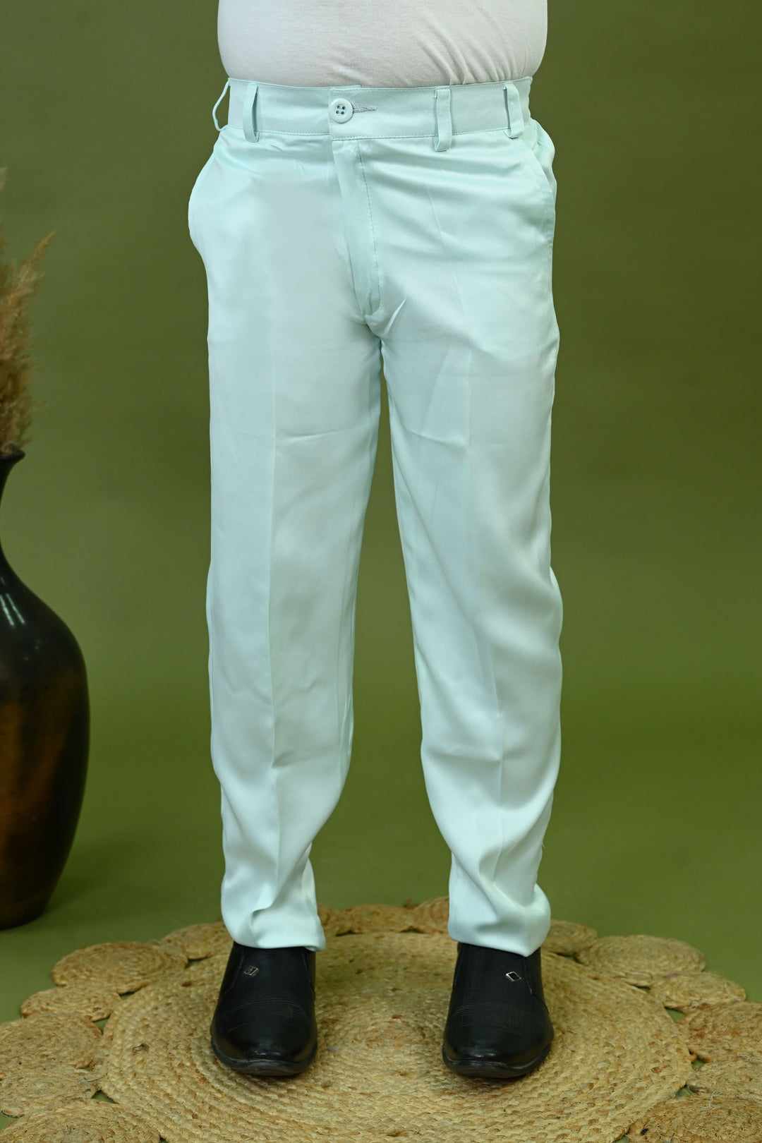 Boys Satin Embroidered Zigzag Sequined Sherwani & Trousers Set - Sky Blue | SHOBITAM