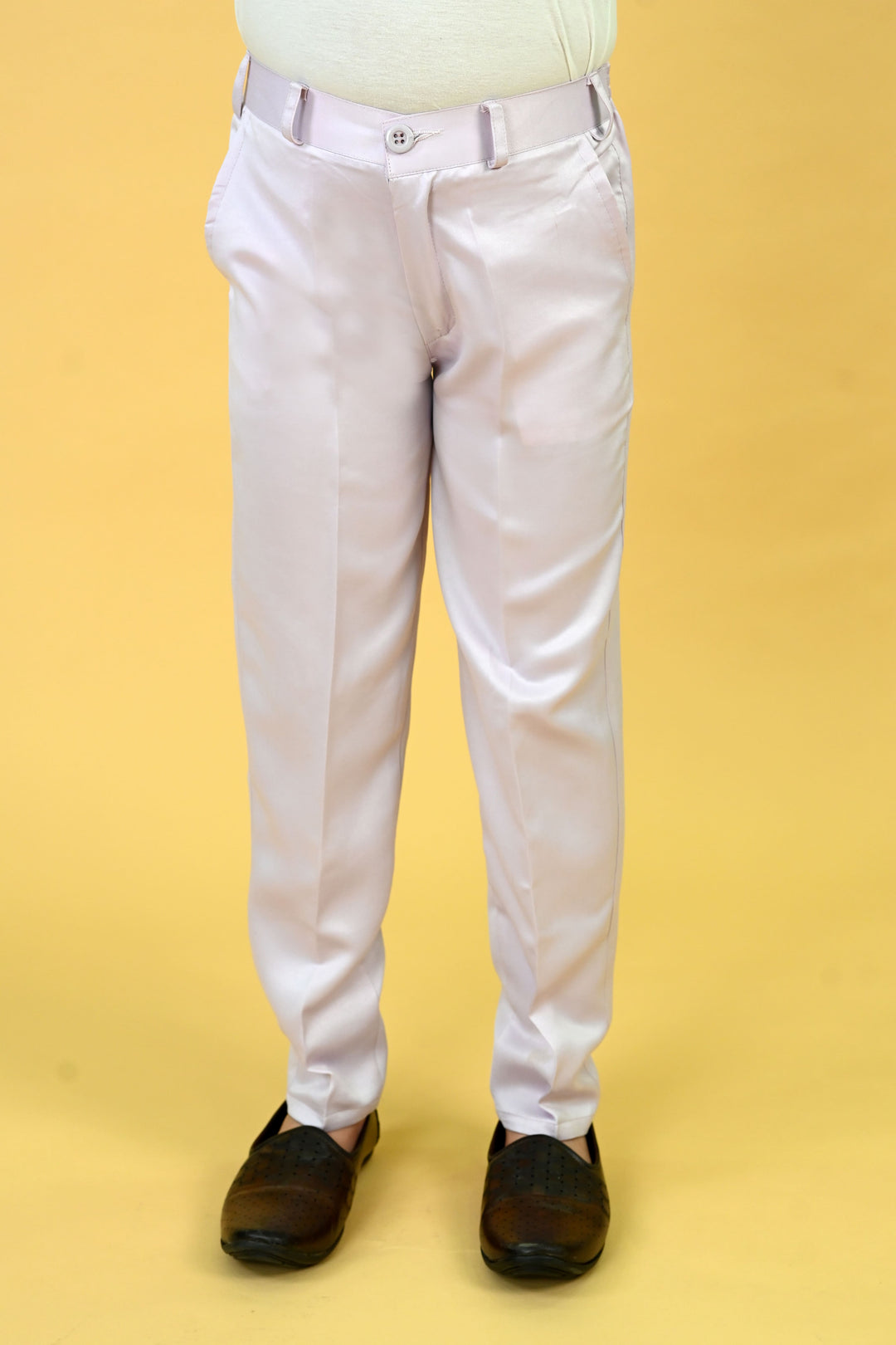 Boys Satin Geometric Embroidered Sequined Sherwani Shrug & Trousers Set with Necklace - Lavender | SHOBITAM