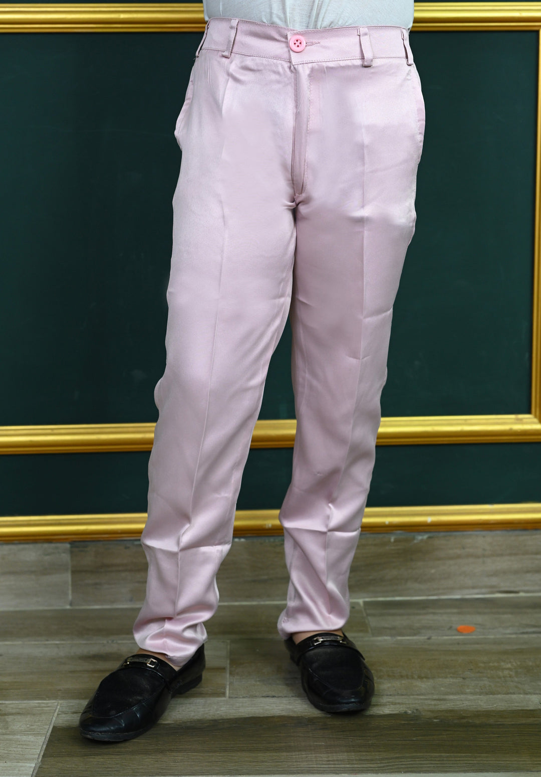 Boys Satin Zigzag Embroidered Sequined Sherwani & Trousers Set - Lilac