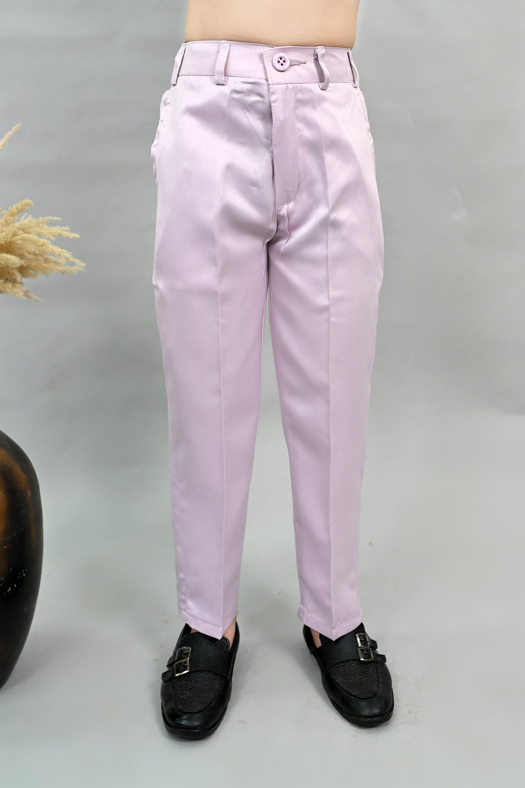 Boys Satin Peacock Floral Embroidered Sherwani Set - Lilac | SHOBITAM