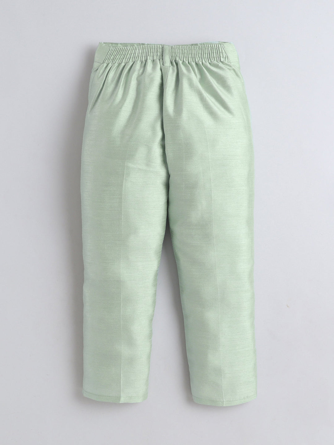 Boys Georgette Striped Sequined Embroidered Sherwani & Trouser Set with Necklace - Pista Green | SHOBITAM