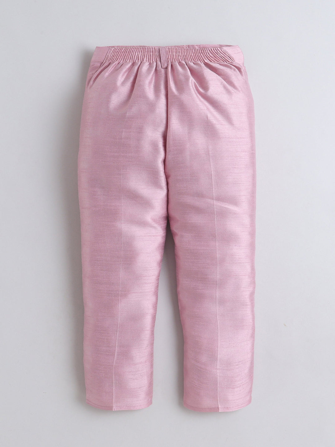 Boys Georgette Striped Sequined Embroidered Sherwani & Trouser Set with Necklace - Baby Pink | SHOBITAM