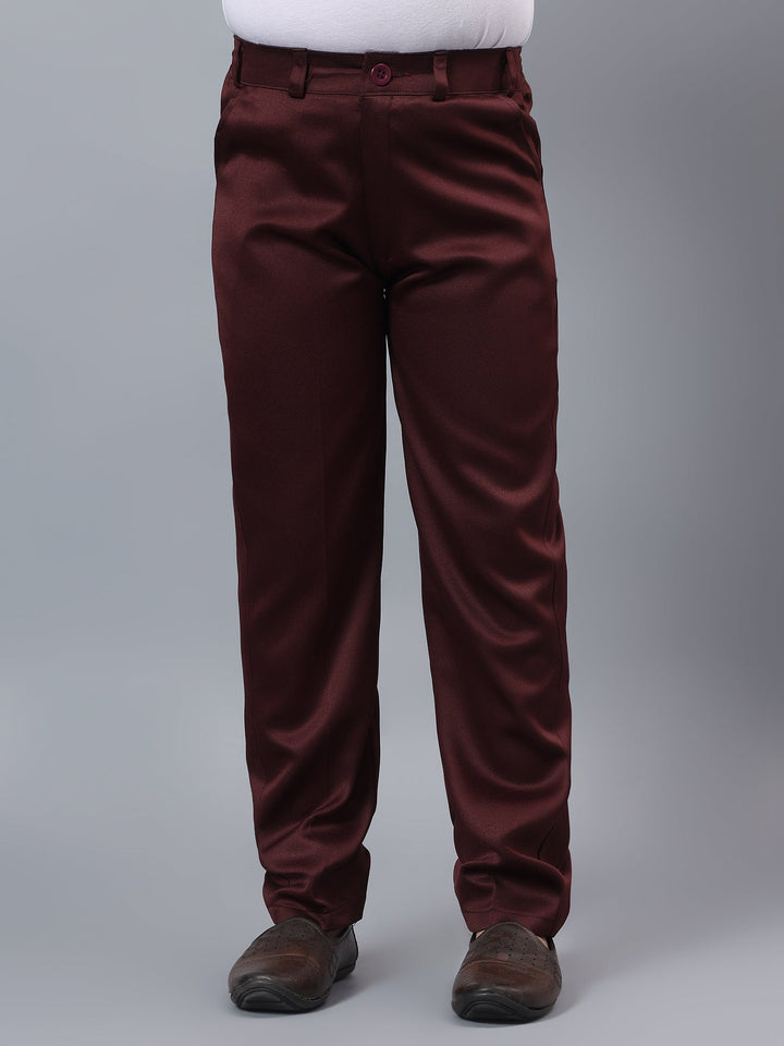 Boys Indo-Western Sherwani & Trouser Set with Sequined Waistcoat - Maroon | SHOBITAM
