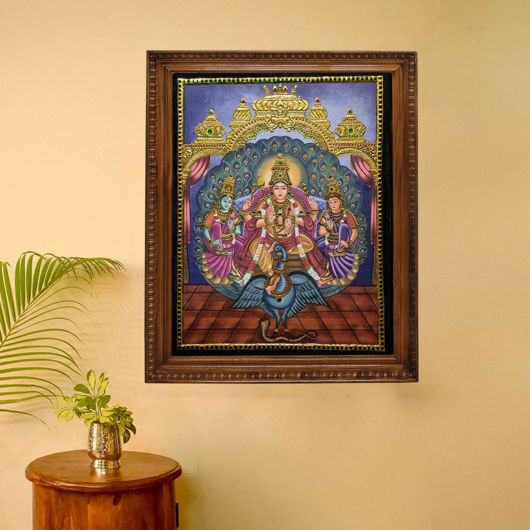 TANJORE PAINTING MURUGAN VALLI DEVAYANI 24*18 | SHOBITAM