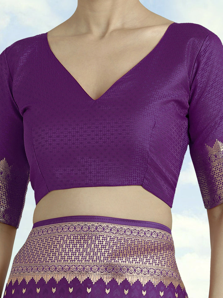 Purple Woven Banarasi Satin Silk Saree |SHOBITAM