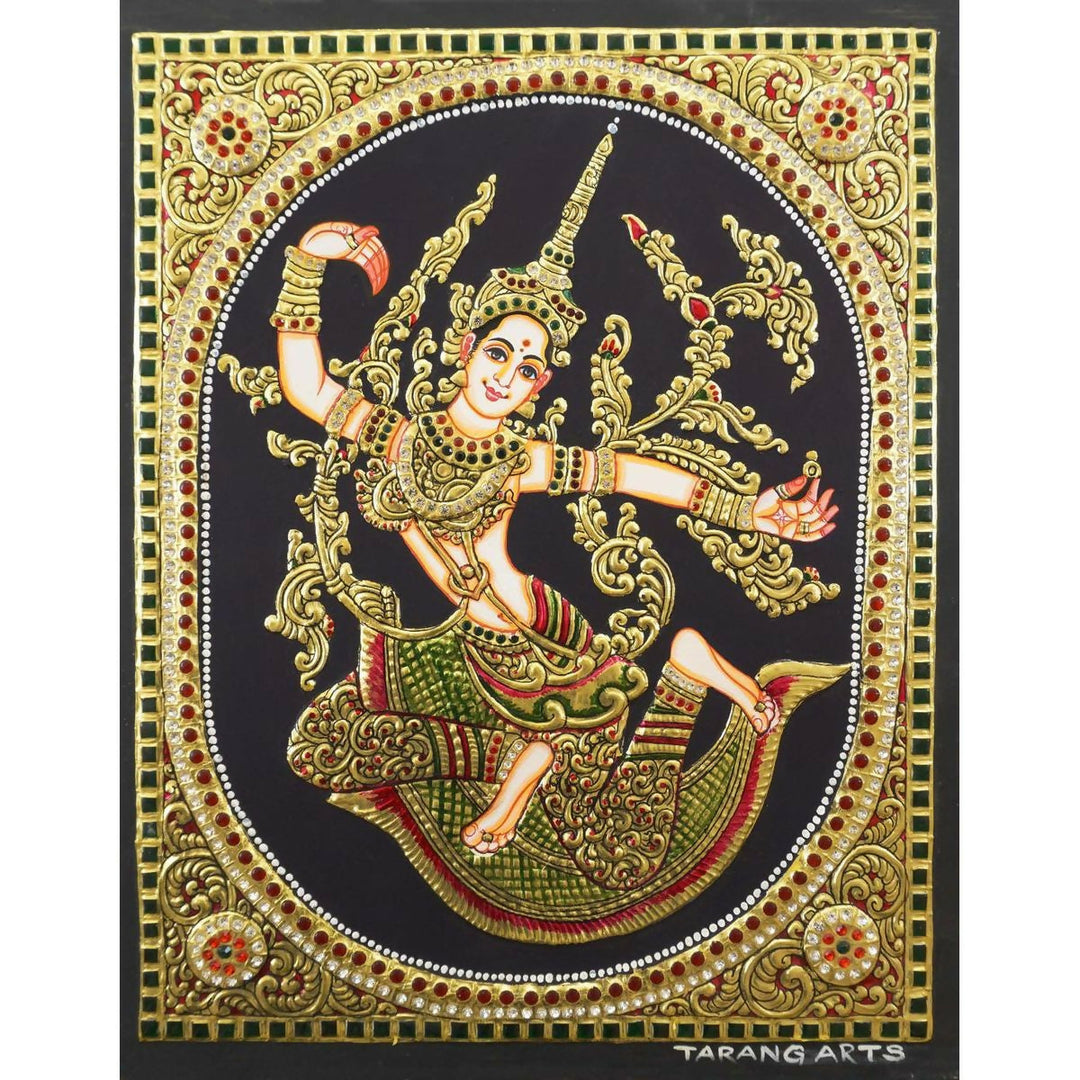 12*15" Tanjore painting of  Sita  ( Indonesian Depiction) with 22 Ct Gold Foil, Unframed | SHOBITAM
