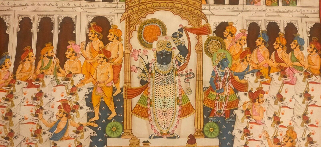 6x4 feet Authentic Jaipur Painting Shreenath ji Traditional Darshan  | SHOBITAM