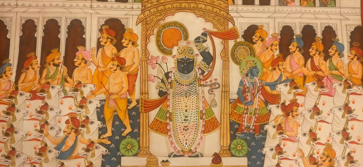 6x4 feet Authentic Jaipur Painting Shreenath ji Traditional Darshan  | SHOBITAM