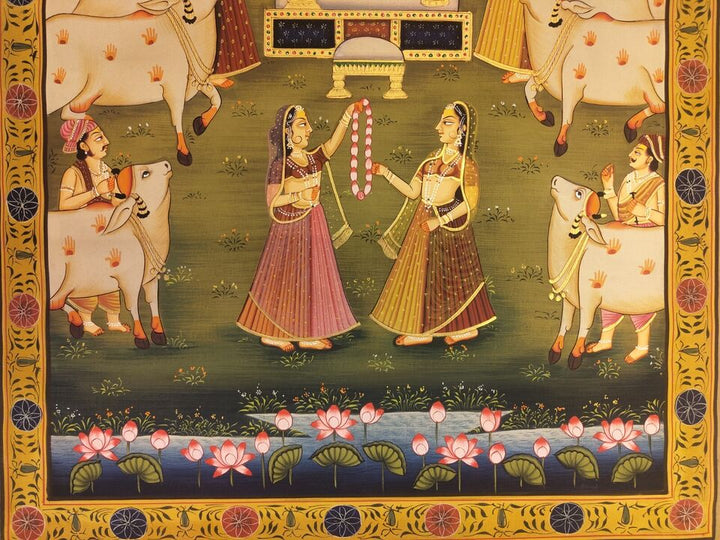 2x3 feet Authentic Jaipur Painting Shreenath ji phool Swagat | SHOBITAM