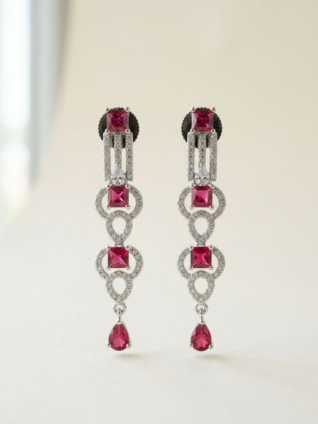 Premium Silver Plated American Diamond Necklace Set | shobitam