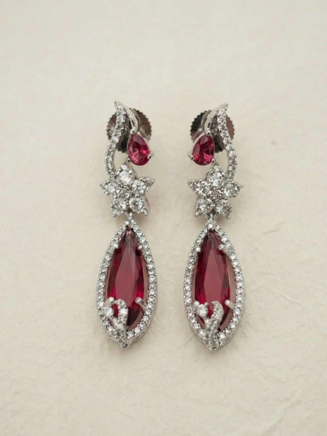 Contemporary Silver Plated American Diamond Necklace Set | SHOBITAM
