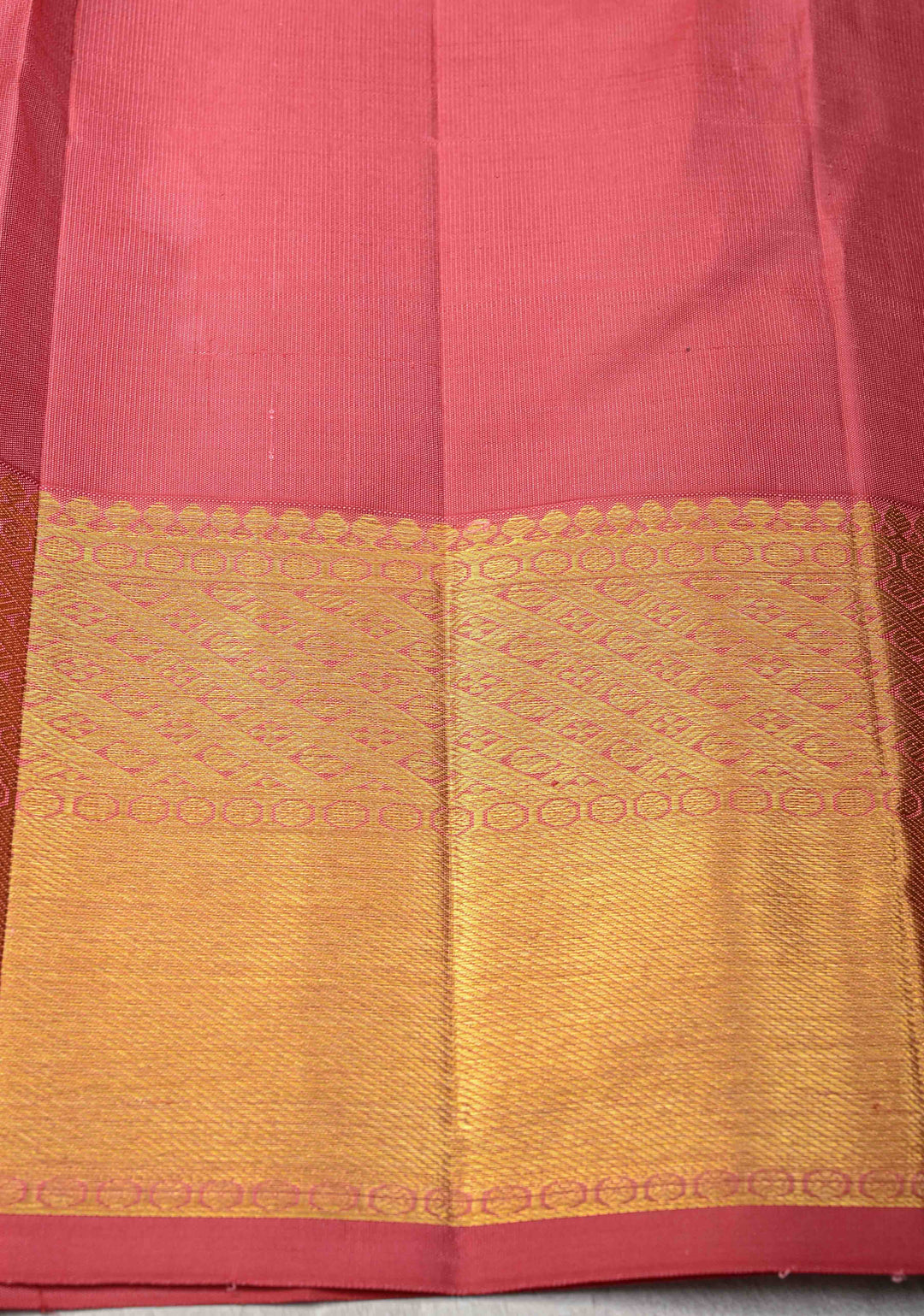 Rose Pink Kanjivaram Pure Silk Saree with Vanasingaram Brocade and Zari Border | SILK MARK CERTIFIED