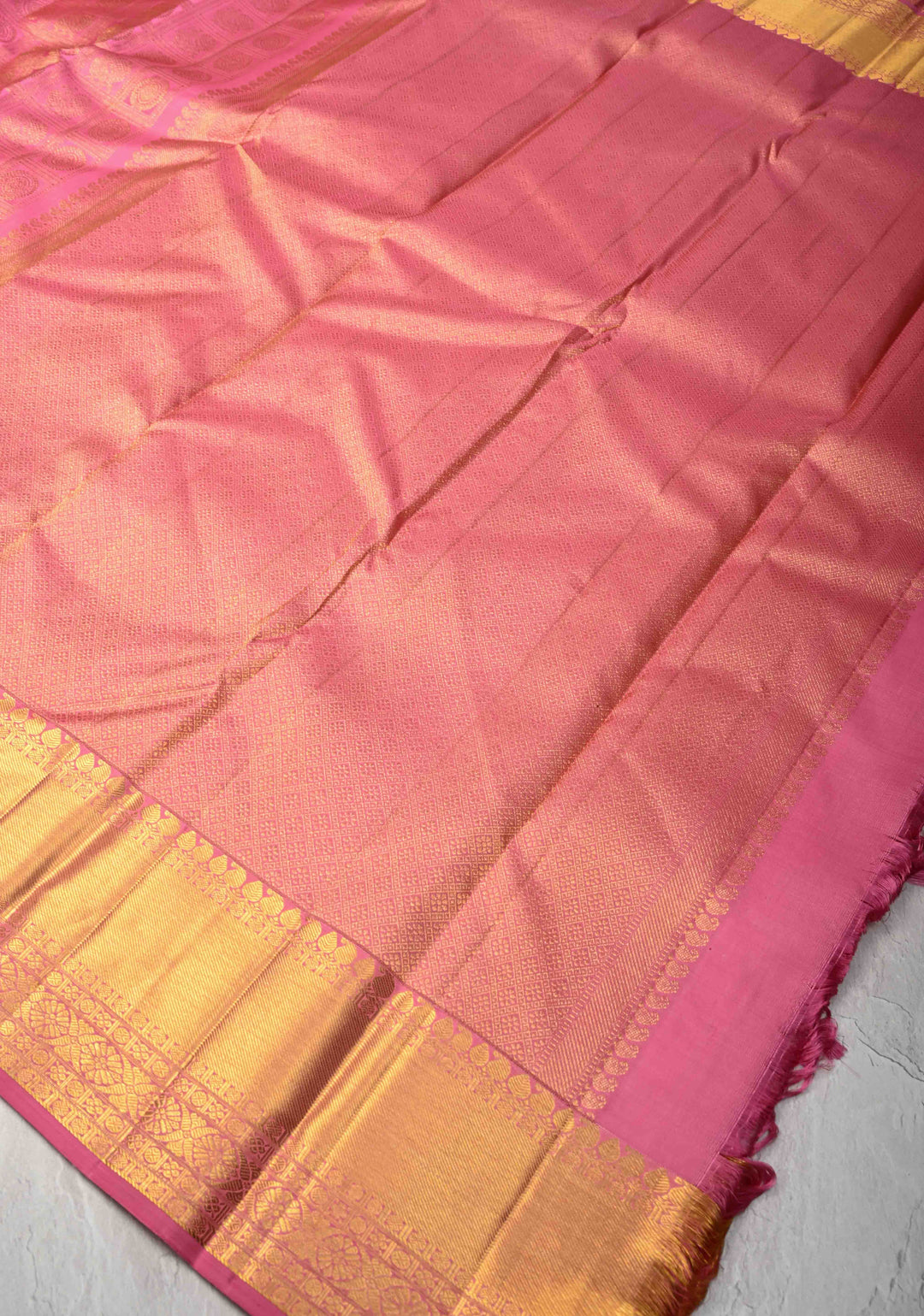 Patola Meena Rose Pink Pure Kanjivaram Silk Saree with Patola Brocade and Zari Border | SILK MARK CERTIFIED