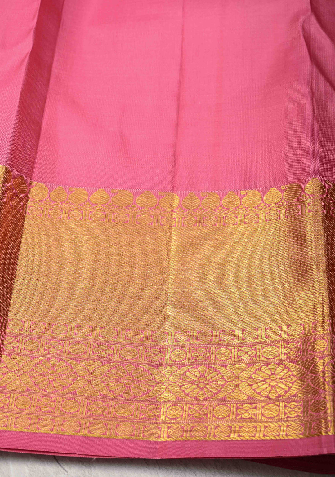 Patola Meena Rose Pink Pure Kanjivaram Silk Saree with Patola Brocade and Zari Border | SILK MARK CERTIFIED