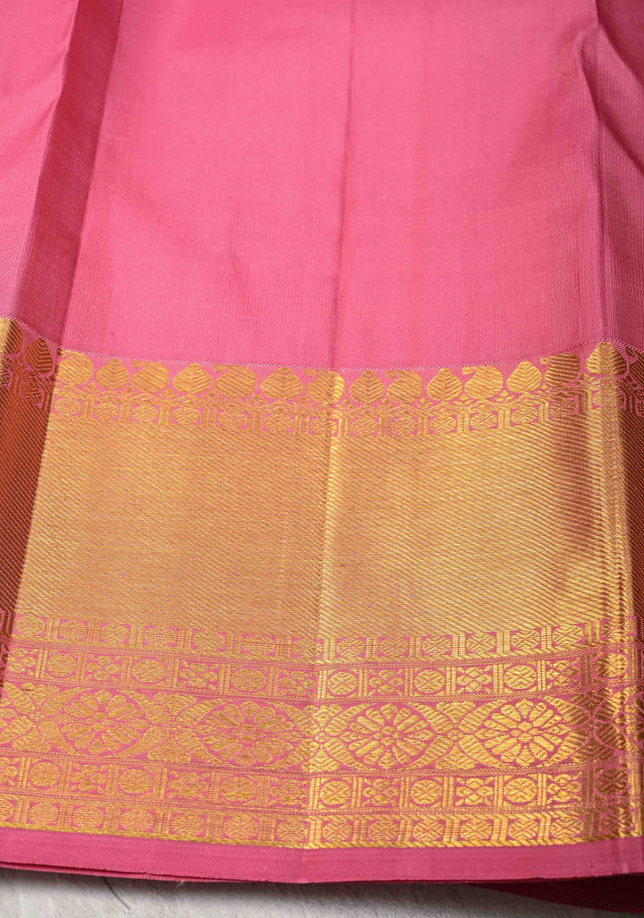 Patola Meena Rose Pink Pure Kanjivaram Silk Saree with Patola Brocade and Zari Border | SILK MARK CERTIFIED