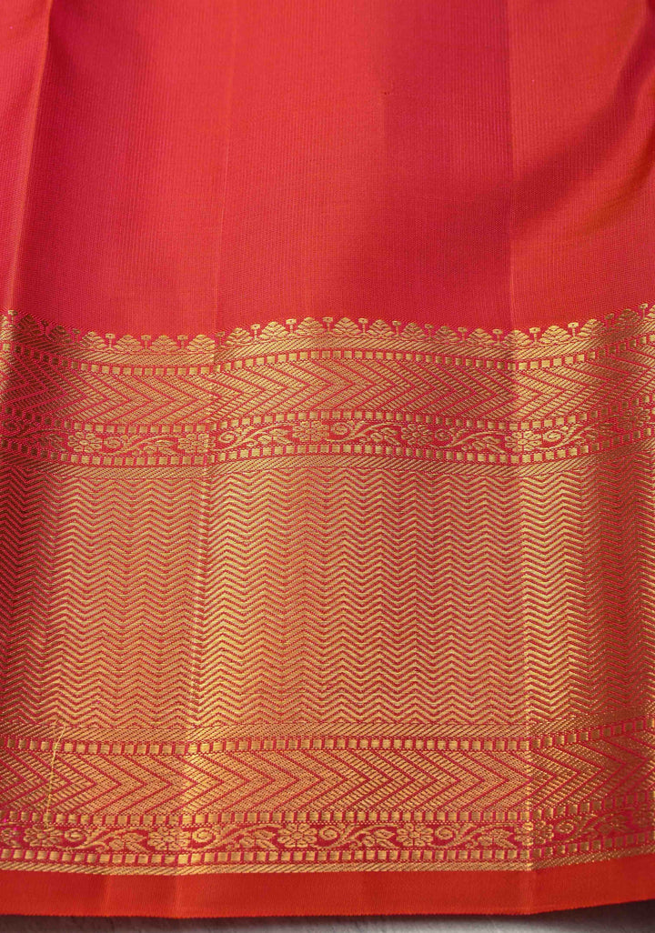 Vermilion-Pink Pure Kanjivaram Silk Saree with PatolaMeenakari  Brocade and Zari Border | SILK MARK CERTIFIED