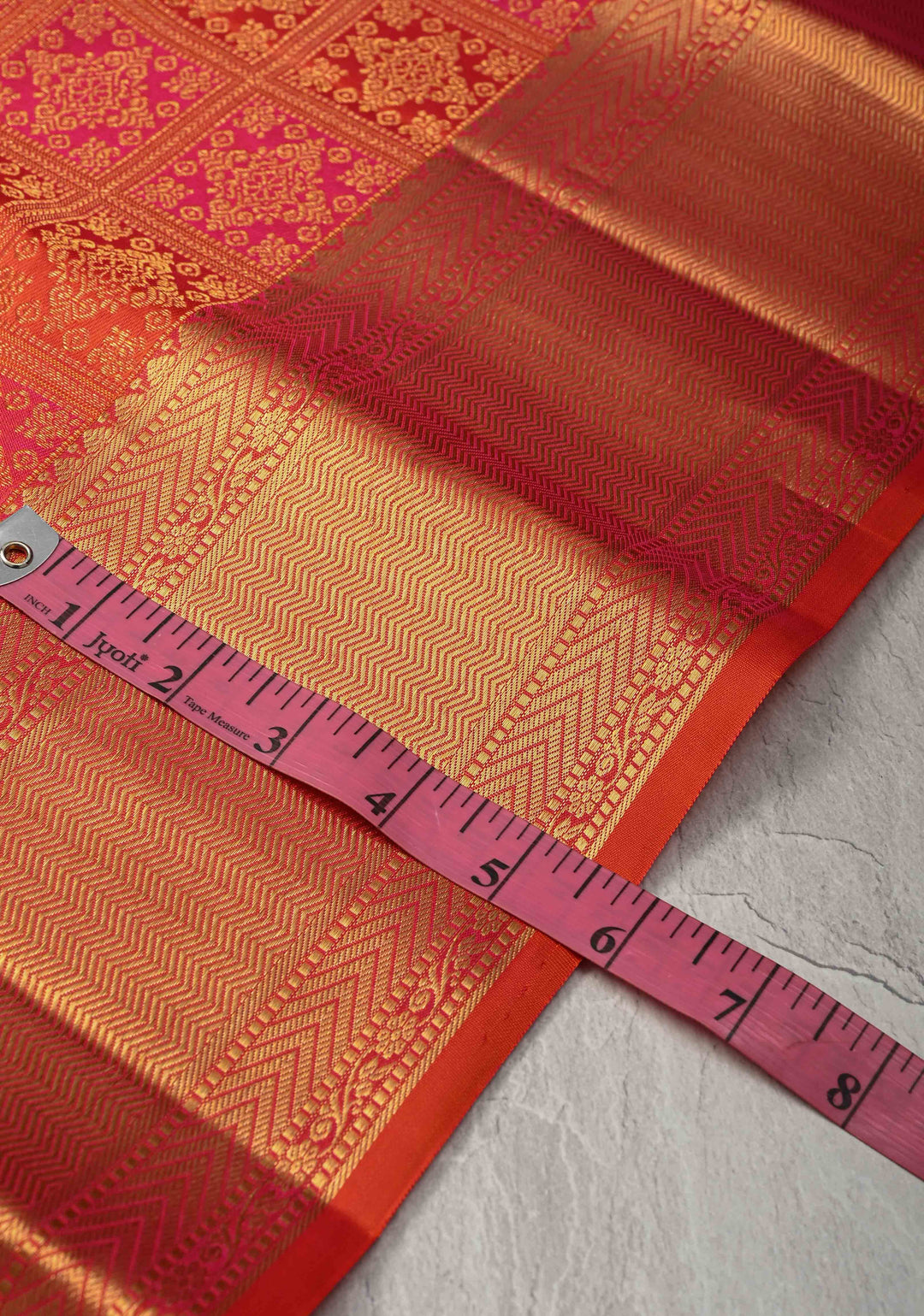 Vermilion-Pink Pure Kanjivaram Silk Saree with PatolaMeenakari  Brocade and Zari Border | SILK MARK CERTIFIED