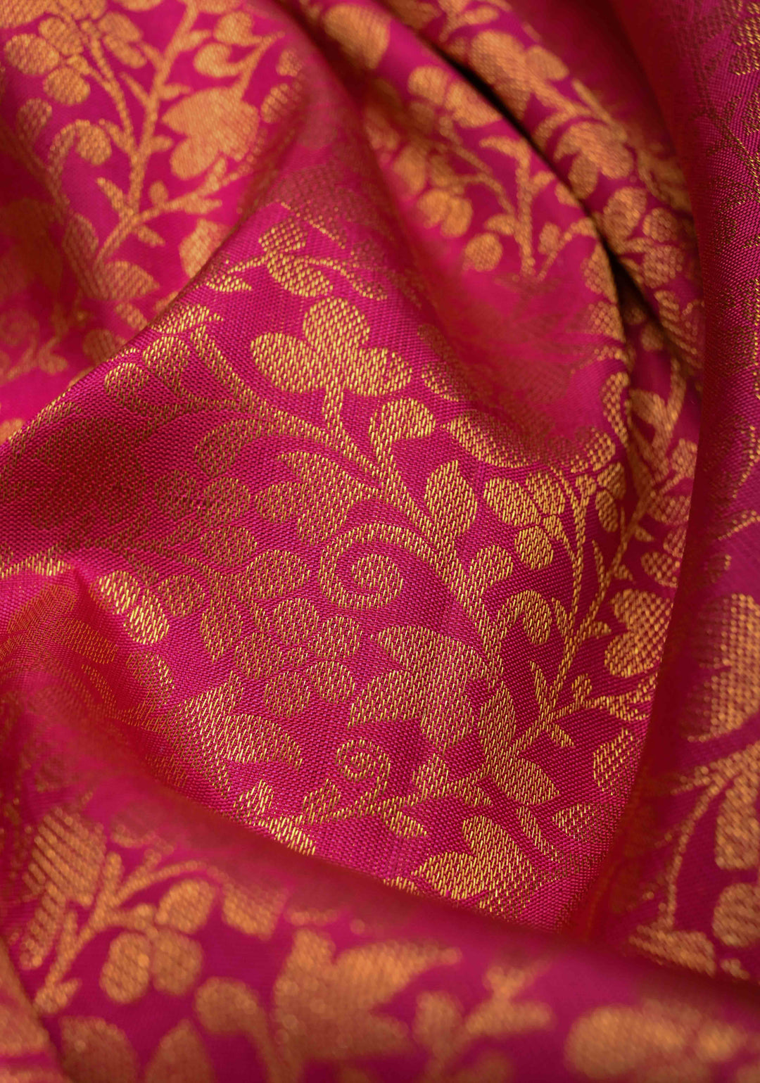 Pink Kanjivaram Pure Silk Saree with Floral Brocade and Zari Border | SILK MARK CERTIFIED