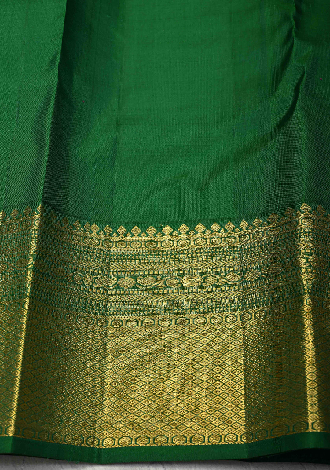 Green Pure Kanjivaram Silk Saree with Patola Brocade and Zari Border | SILK MARK CERTIFIED