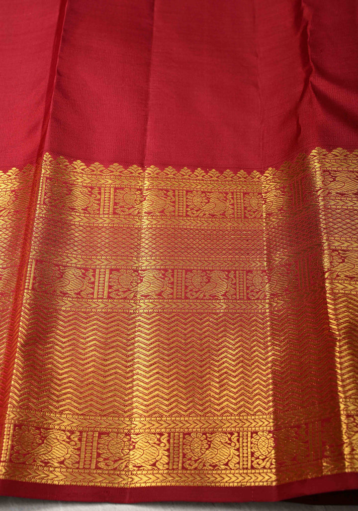 Maroon Kanjivaram Pure Silk Saree with Floral Brocade and Zari Border | SILK MARK CERTIFIED