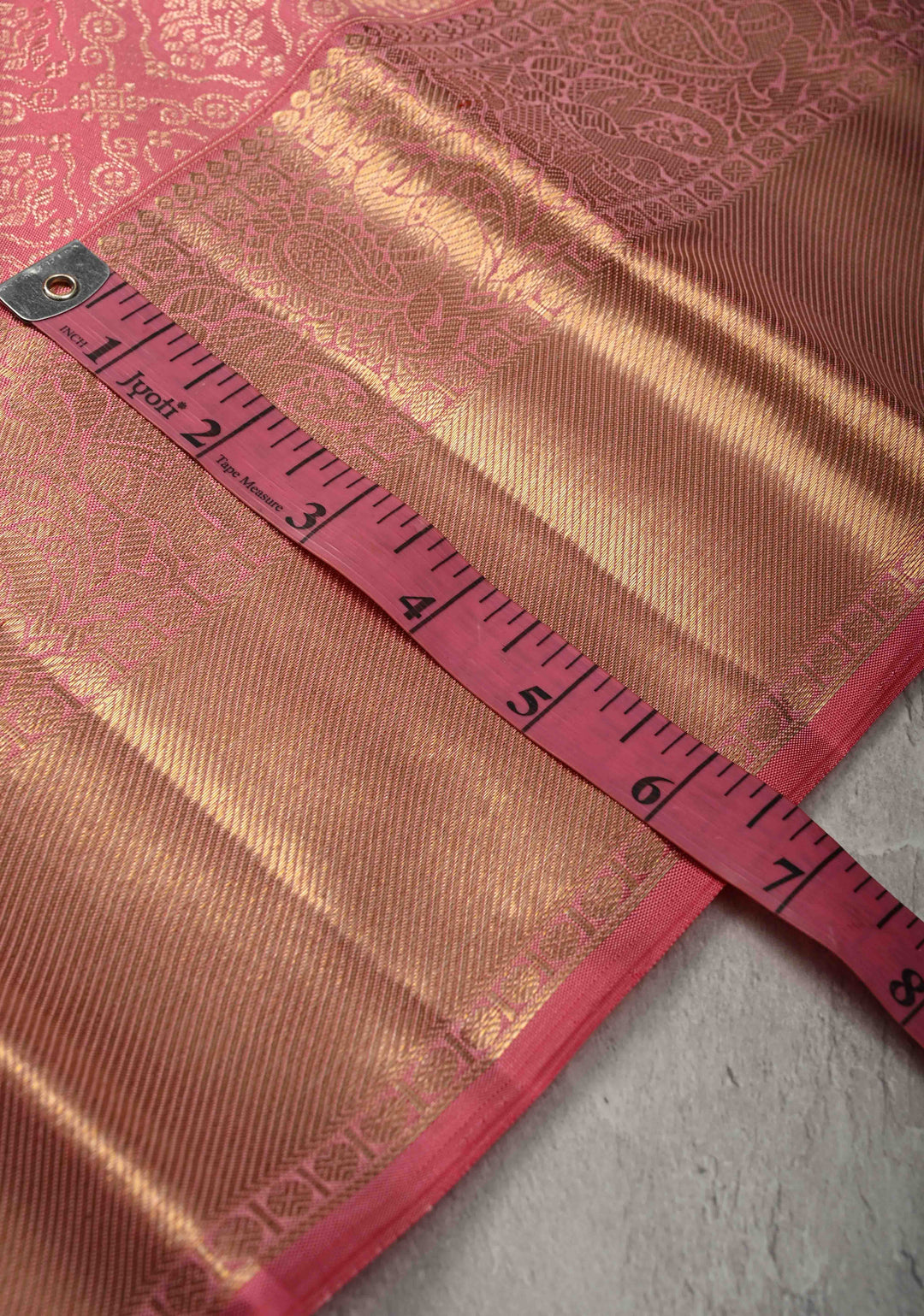 French Rose Kanjivaram Pure Silk Saree with Floral Brocade Jaal and Zari Border | SILK MARK CERTIFIED