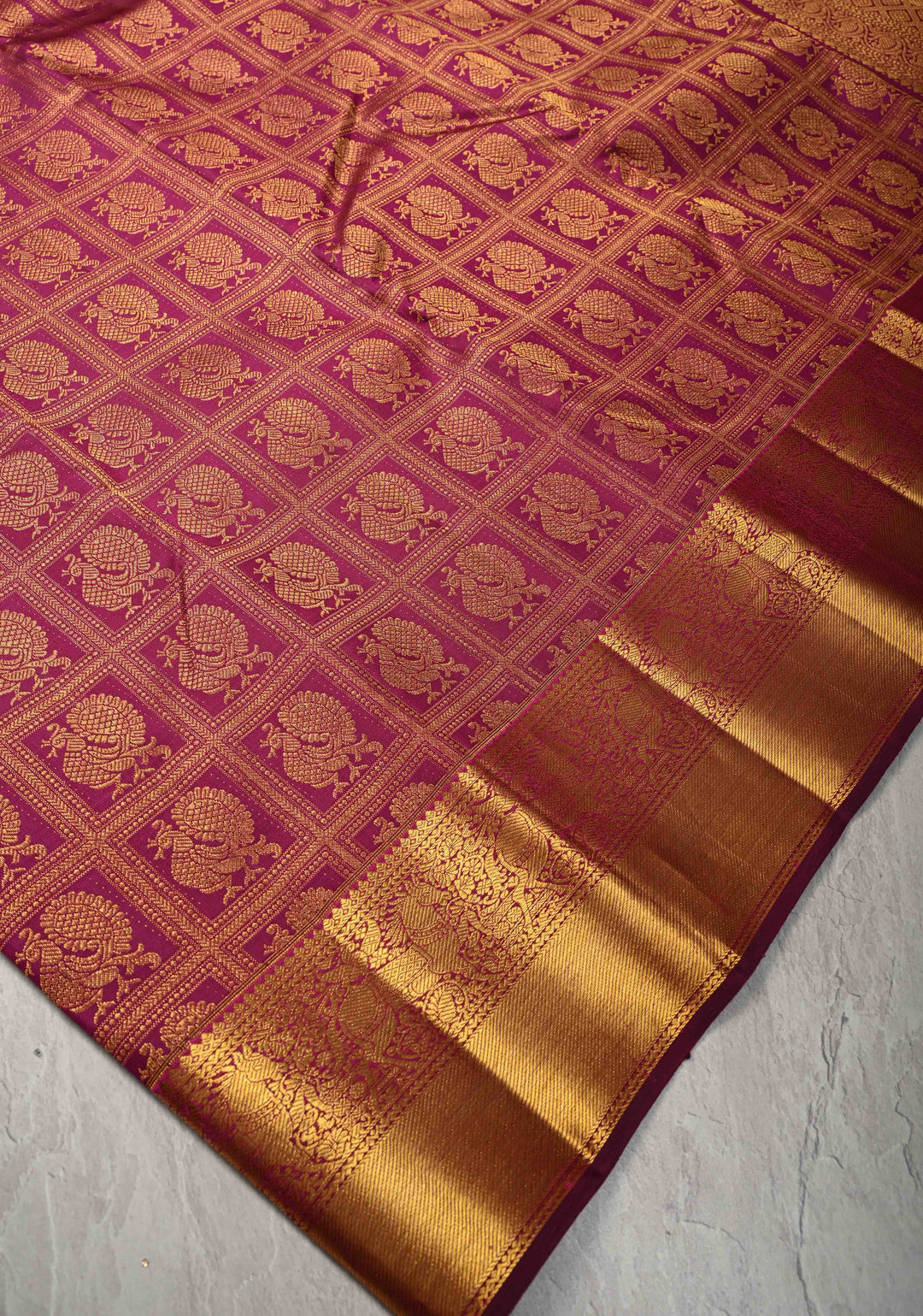 Magenta Pure Kanjivaram Silk Saree with Patola Brocade and Zari Border | SILK MARK CERTIFIED