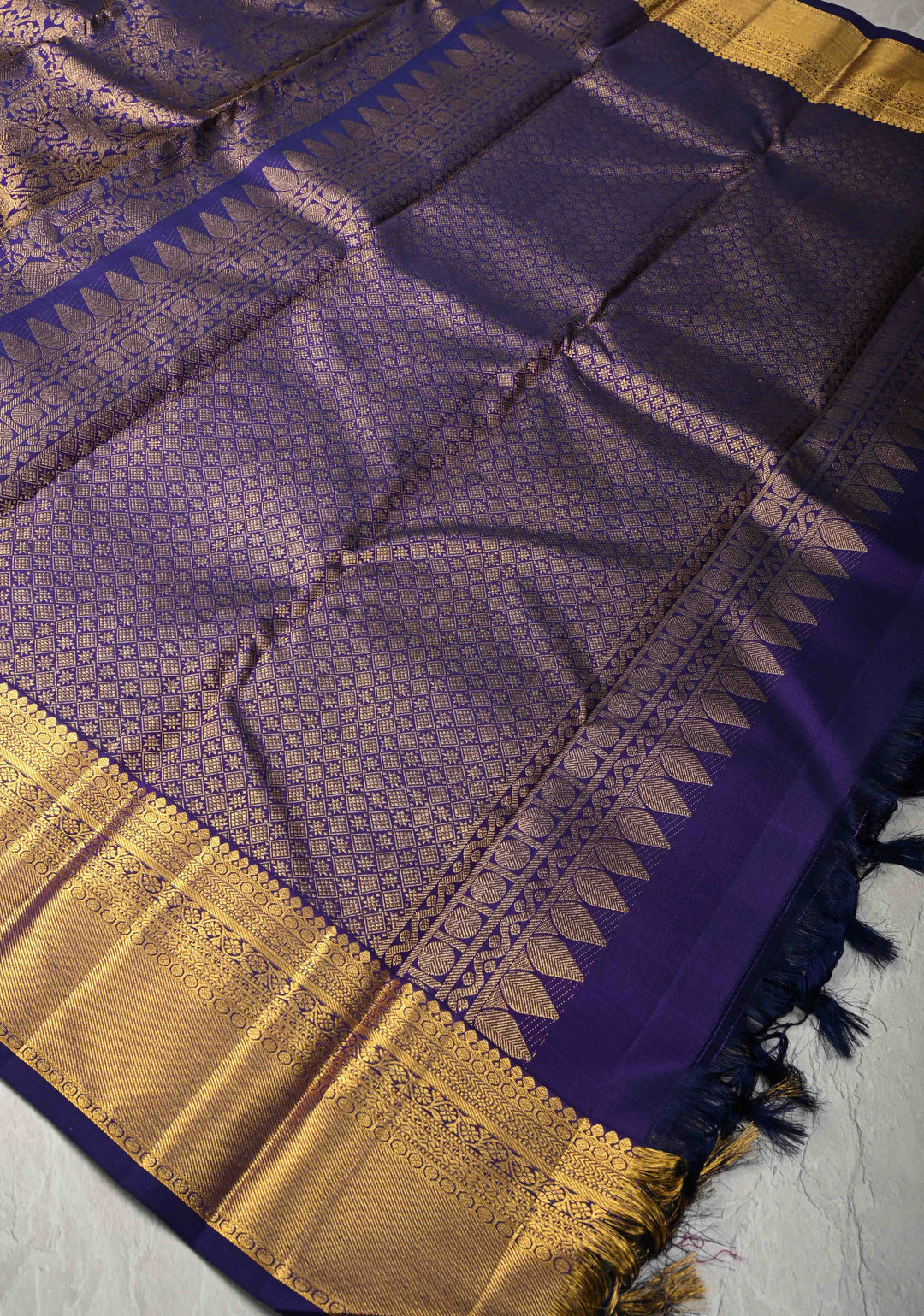Purple Kanjivaram Pure Silk Saree with Vanasingaram Brocade and Zari Border | SILK MARK CERTIFIED