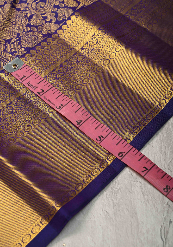 Purple Kanjivaram Pure Silk Saree with Vanasingaram Brocade and Zari Border | SILK MARK CERTIFIED