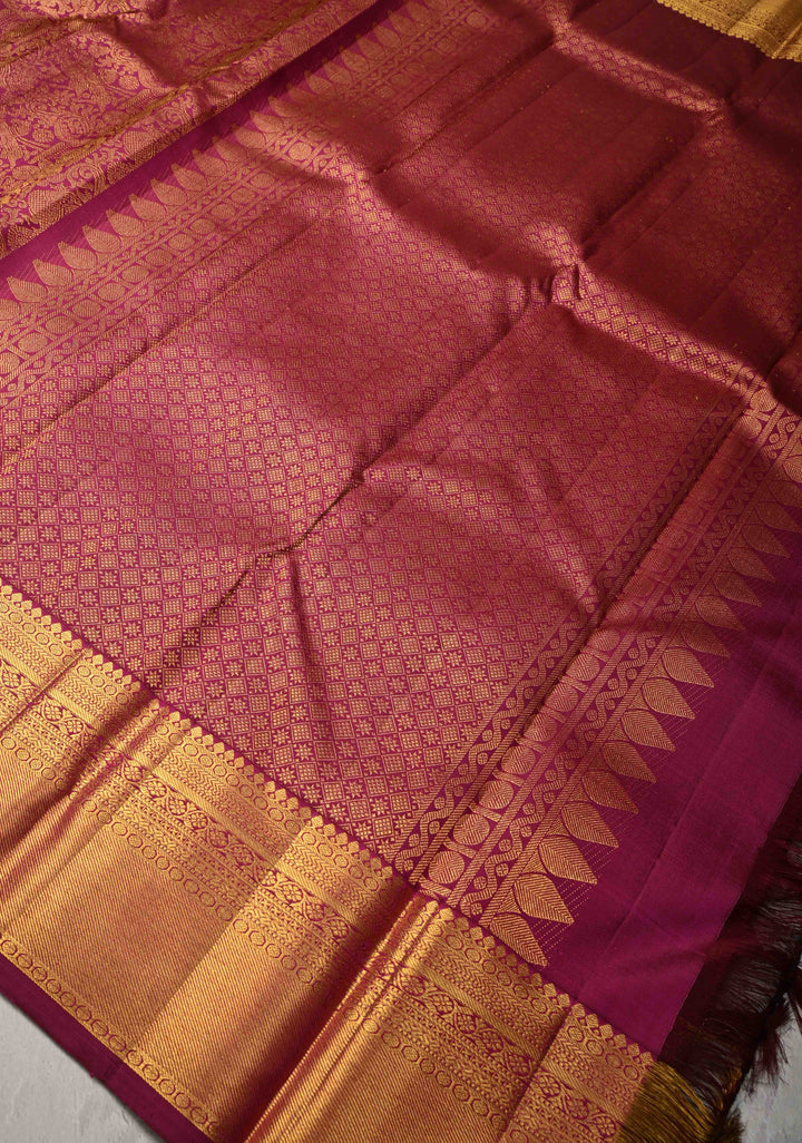 Majenta Kanjivaram Pure Silk Saree with Vanasingaram Brocade and Zari Border | SILK MARK CERTIFIED