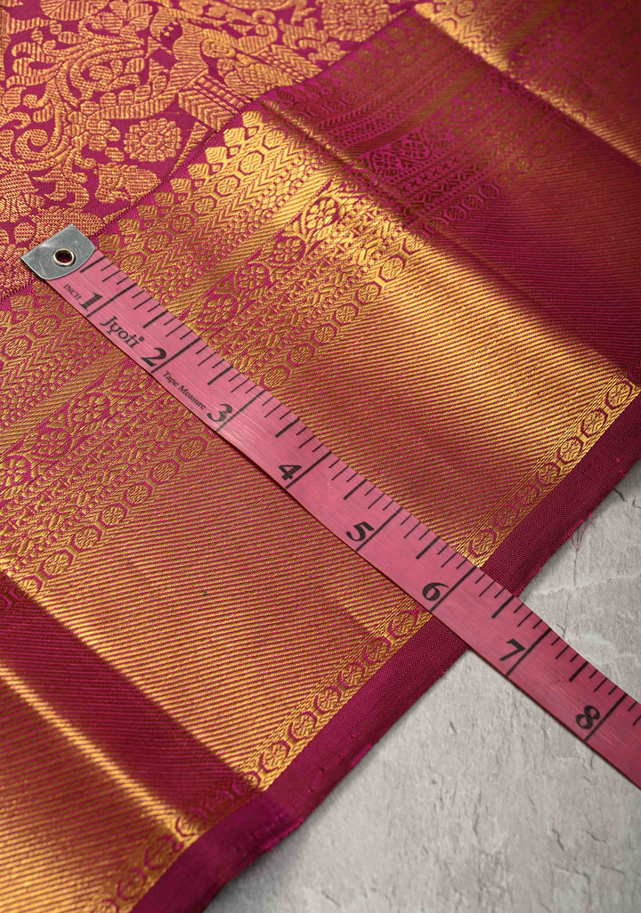 Majenta Kanjivaram Pure Silk Saree with Vanasingaram Brocade and Zari Border | SILK MARK CERTIFIED