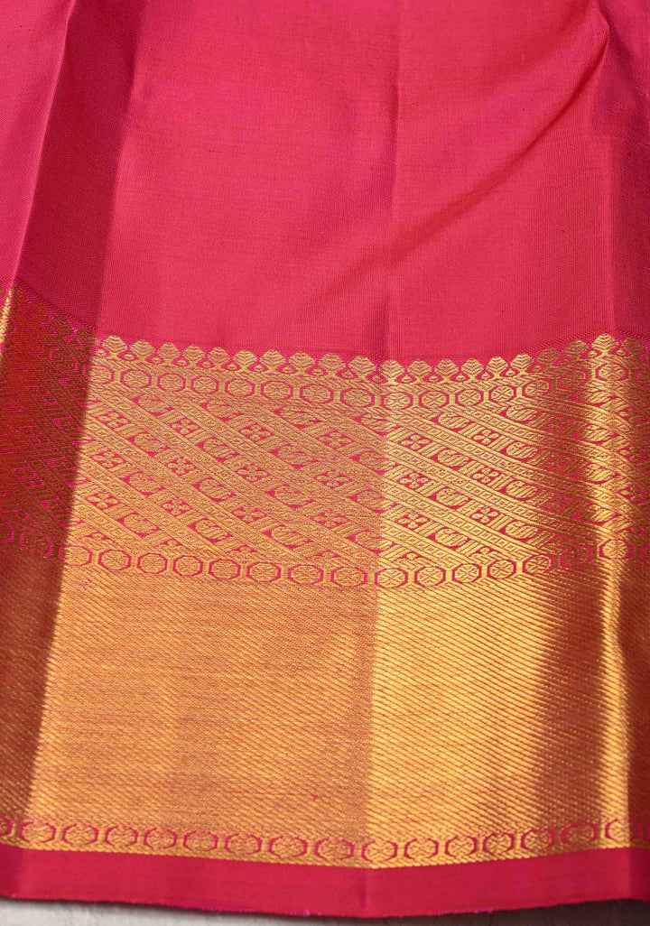 Pink Dual Tone Kanjivaram Pure Silk Saree with Vanasingaram Brocade and Zari Border | SILK MARK CERTIFIED