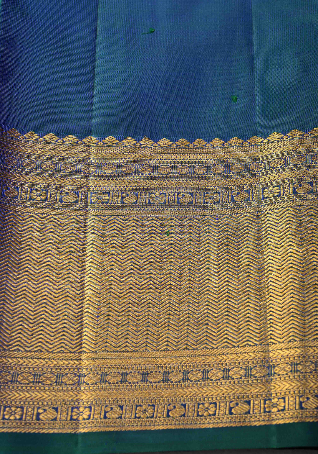 Blue-Green Pure Kanjivaram Silk Saree with Meenakari  Patola Brocade and Zari Border | SILK MARK CERTIFIED