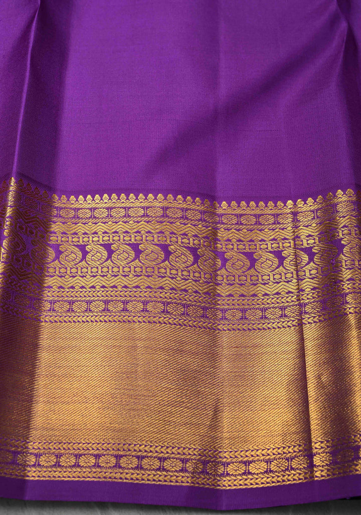 Purple Pure Kanjivaram Silk Saree with Meenakari Patola Brocade and Zari Border | SILK MARK CERTIFIED