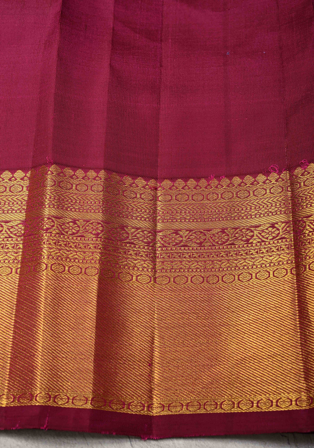Plum Pure Kanjivaram Silk Proceesion Brocade Saree with Equal Width Border | SILK MARK CERTIFIED