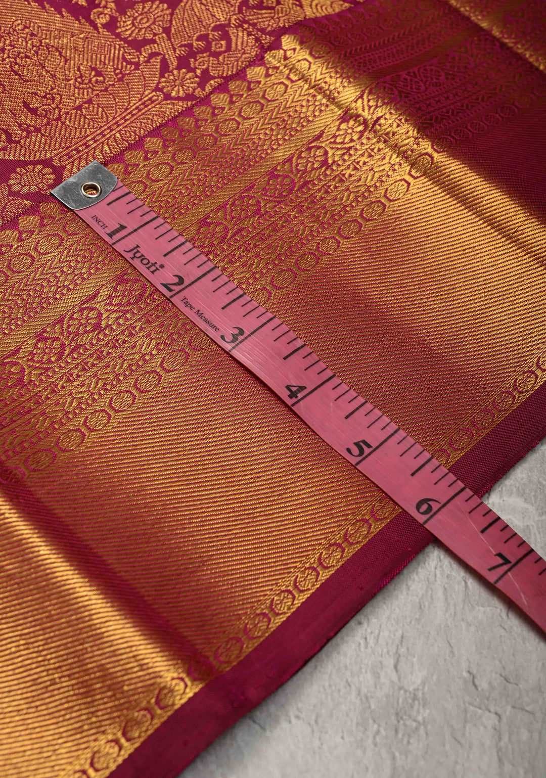 Plum Pure Kanjivaram Silk Proceesion Brocade Saree with Equal Width Border | SILK MARK CERTIFIED