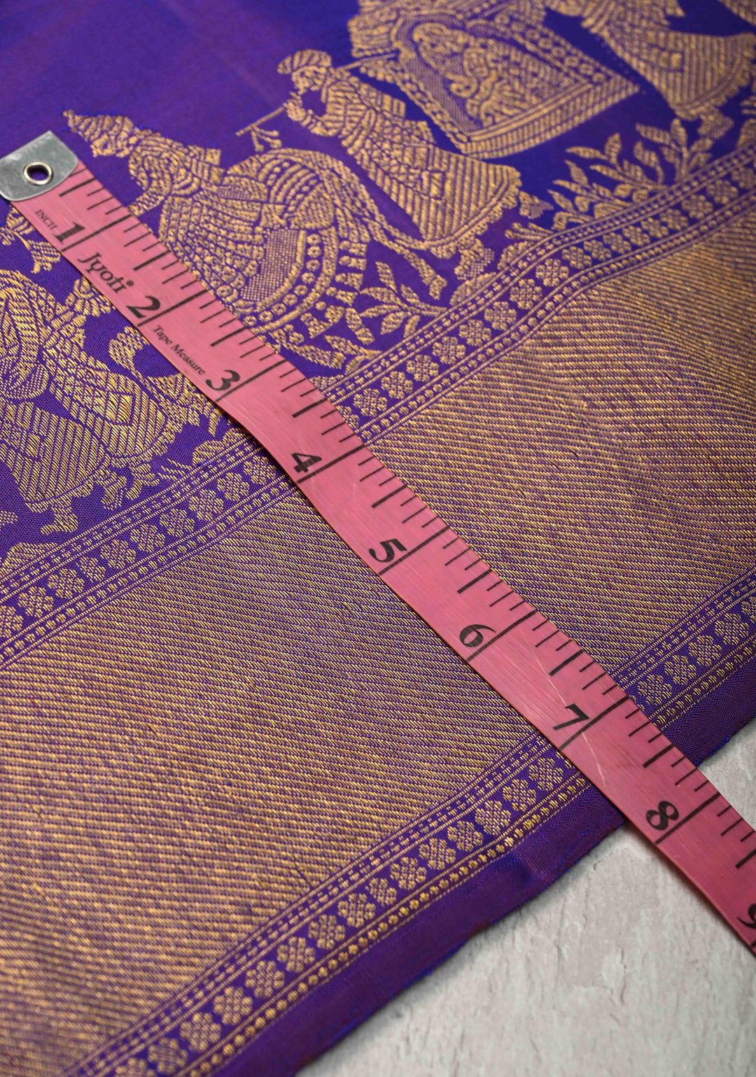 Purple Dual Tone Kanjivaram Silk Saree with Zari Buttas and Bullock Cart Procession Zari Border | SILK MARK CERTIFIED