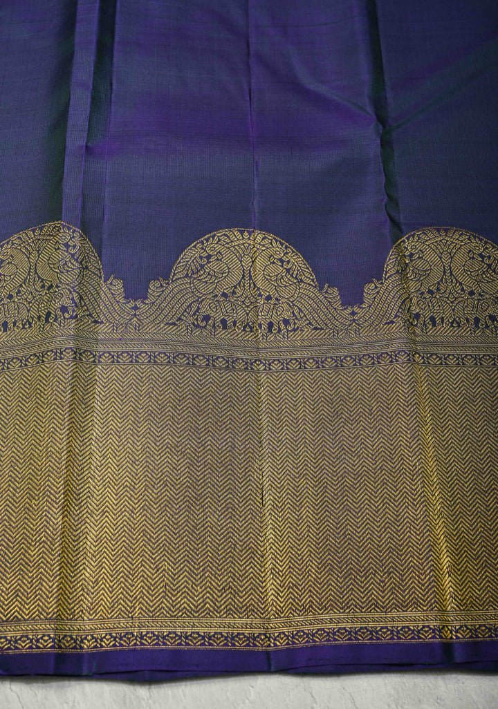 Blue Pure Kanjivaram Silk Saree with Zari Buttas and Vanasingaram  Zari Border | SILK MARK CERTIFIED