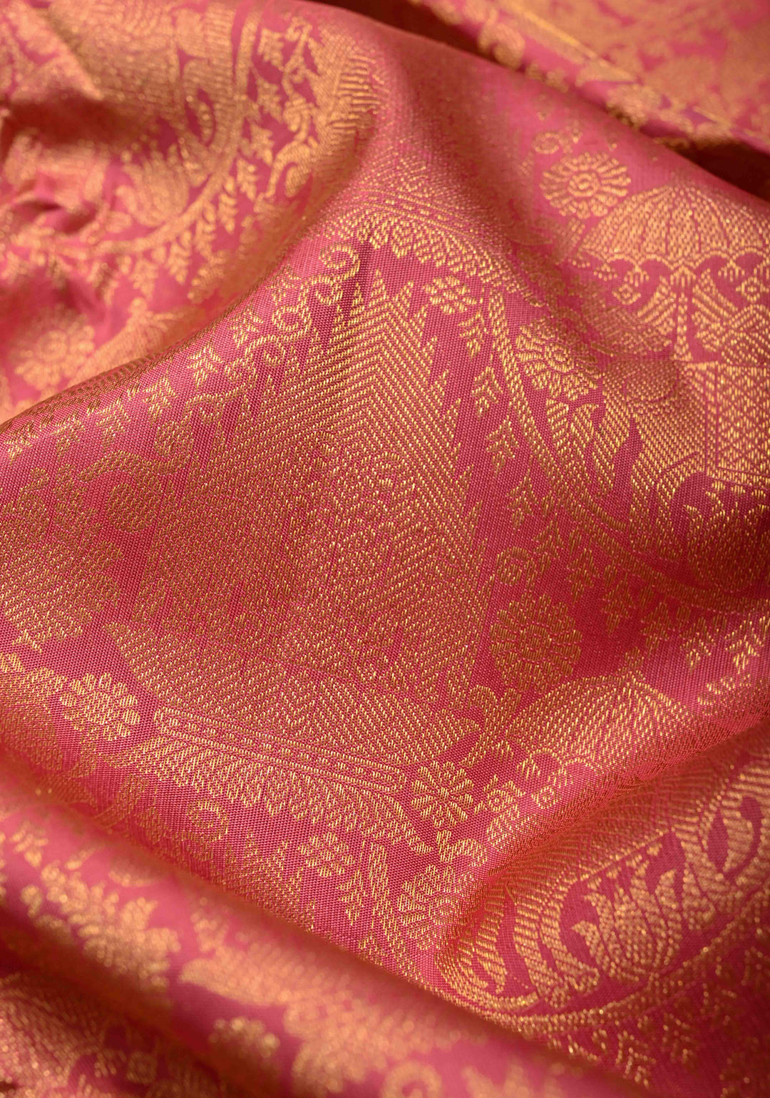 Dusty Rose Kanjivaram Pure Silk Saree With Vanasingaram Brocade and Wide Zari Border | SILK MARK CERTIFIED