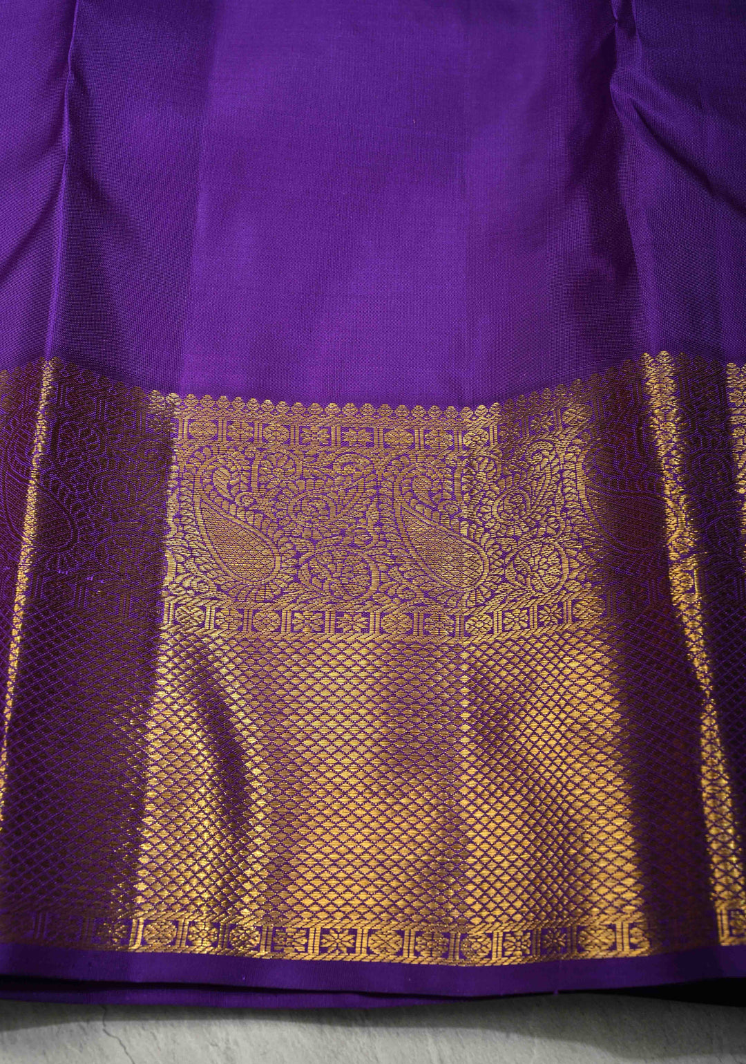 Deep Purple Kanjivaram Pure Silk Saree With Floral Brocade and Wide Zari Border | SILK MARK CERTIFIED