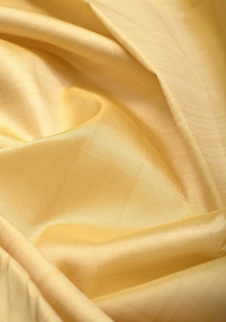 Beige Pure Kanjivaram Silk Saree with Contrast Korvai Zari Border | SILK MARK CERTIFIED