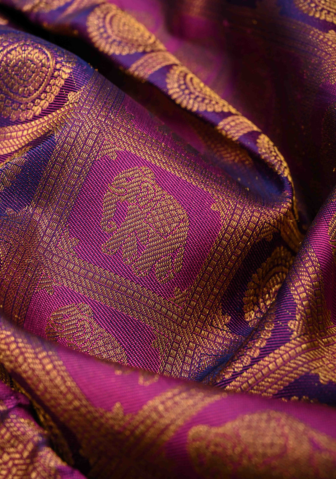 Purple-Pink Pure Kanjivaram Silk Saree with Patola Brocade and Zari Border | SILK MARK CERTIFIED