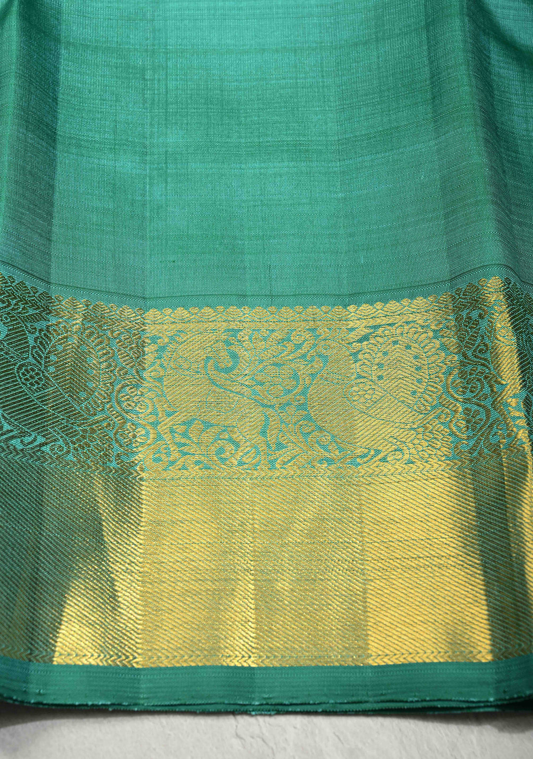 Marigold Yellow Pure Kanjivaram Silk Saree with Contrast Korvai Zari Border | SILK MARK CERTIFIED
