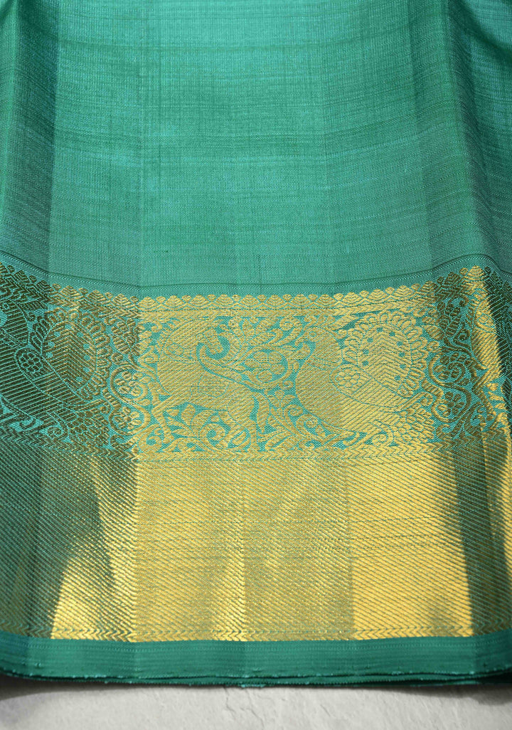 Marigold Yellow Pure Kanjivaram Silk Saree with Contrast Korvai Zari Border | SILK MARK CERTIFIED