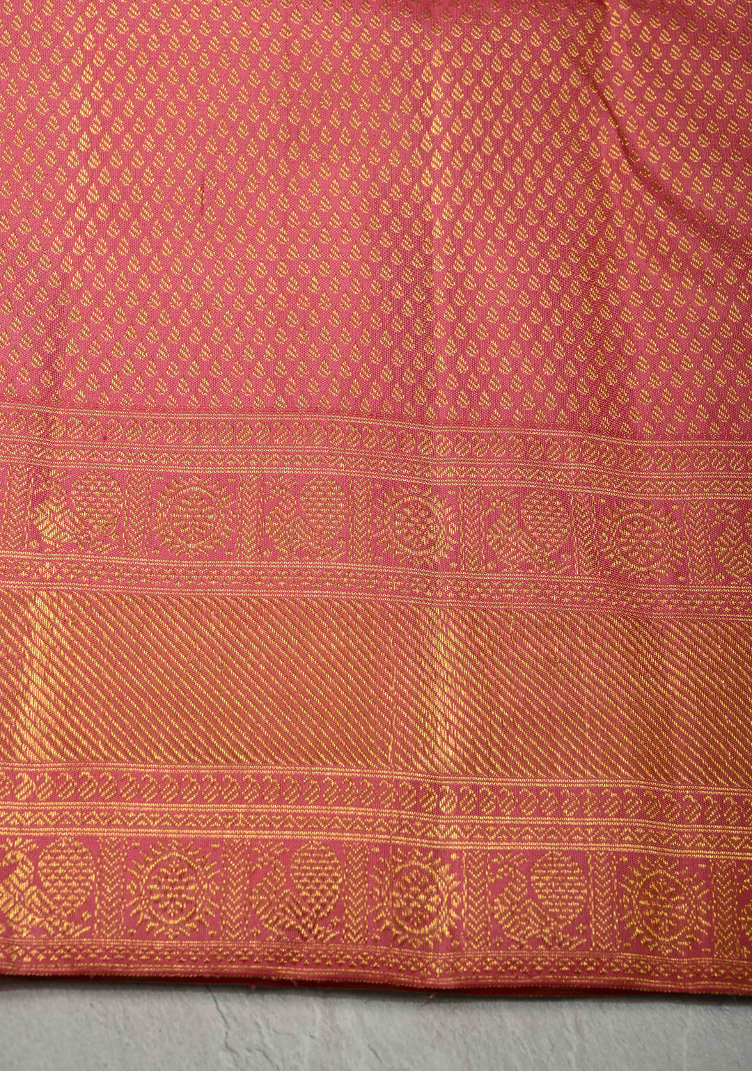 2 gm zari Forest Green Pure Kanjivaram Silk Saree with Zari Stripes and Contrast Korvai Zari Border | SILK MARK CERTIFIED