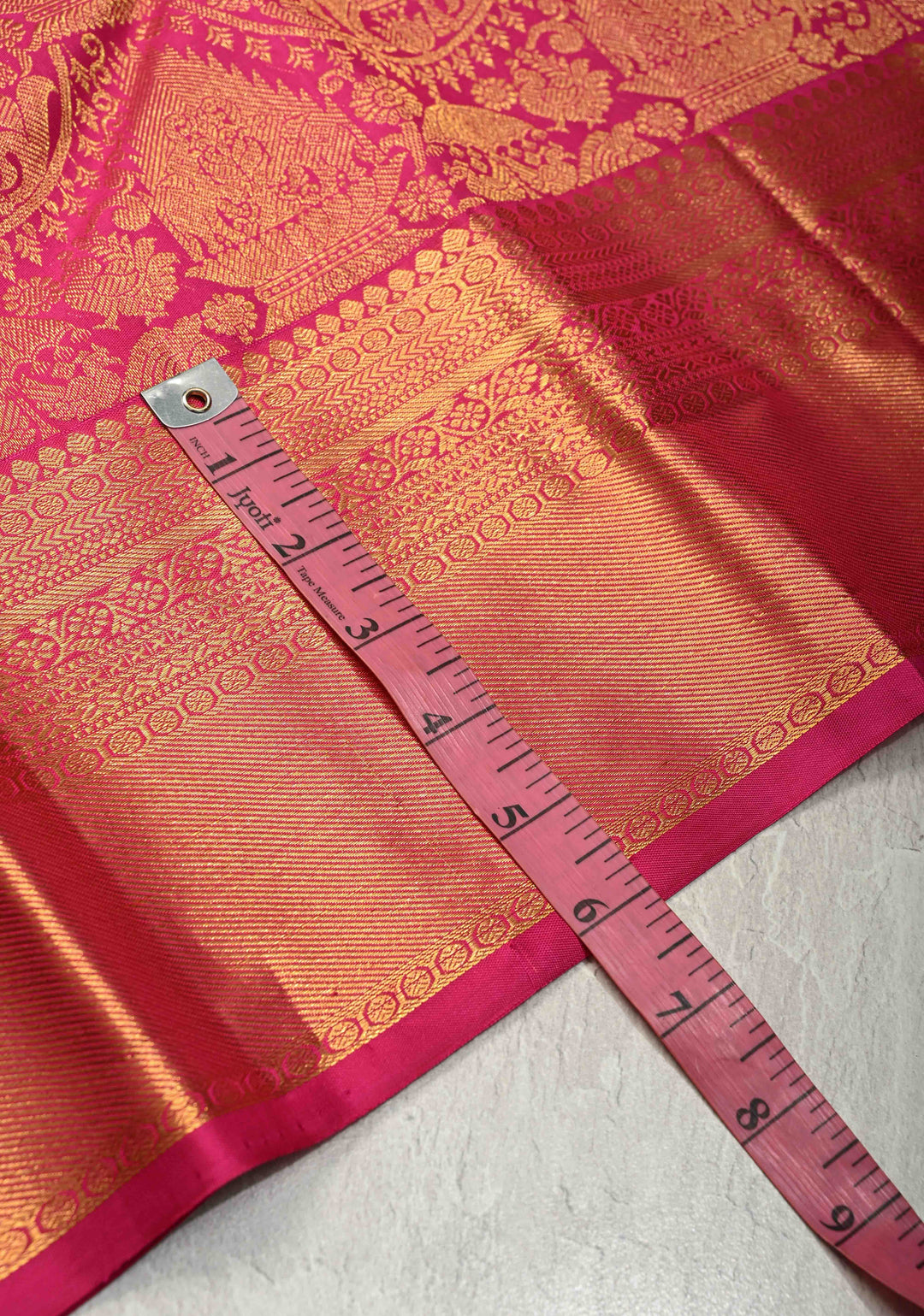 Deep Pink Kanjivaram Pure Silk Saree With Vanasingaram Brocade and Wide Zari Border | SILK MARK CERTIFIED