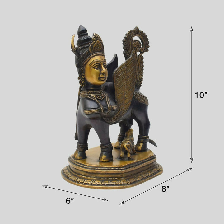 Brass Statue 2 Tone Kamadenu- 10*8*6 | SHOBITAM