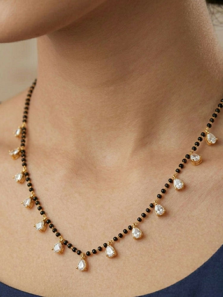 Gold Plated Diamond Drops Mangalsutra | SHOBITAM